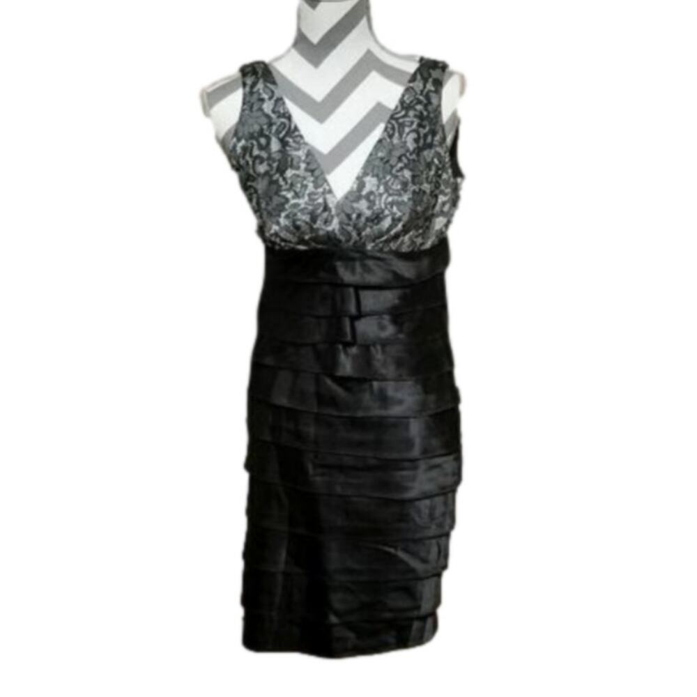 London Times black tiered dress size 4